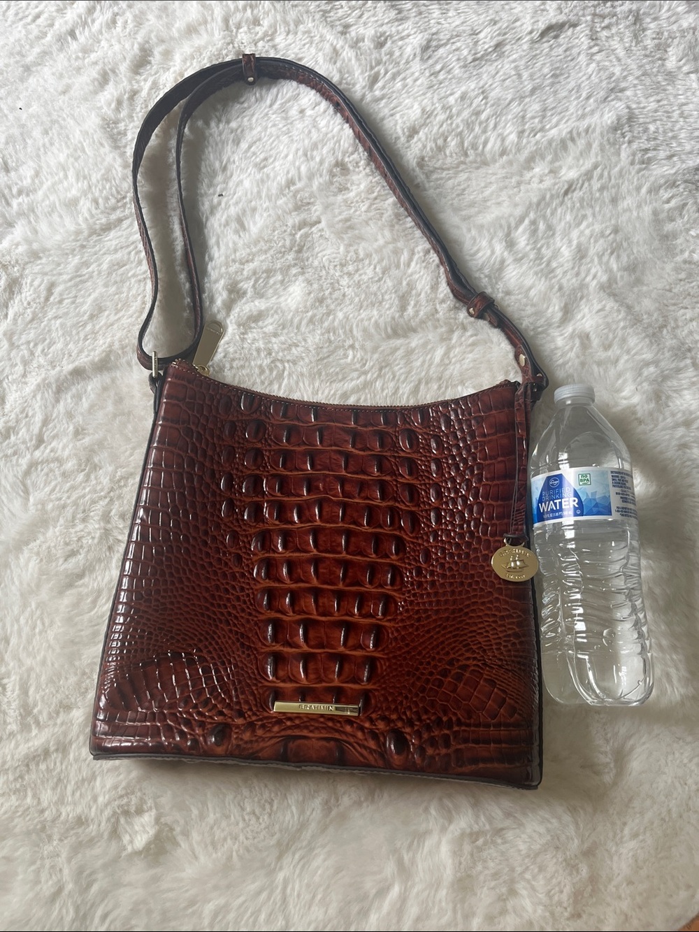 Brahmin Rich Chestnut Croc-Embossed Leather Hobo Bag